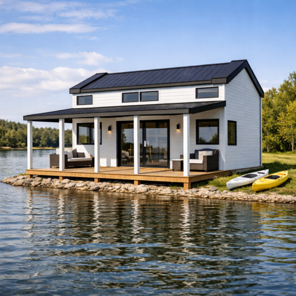 Modern lakeside cabin retreat